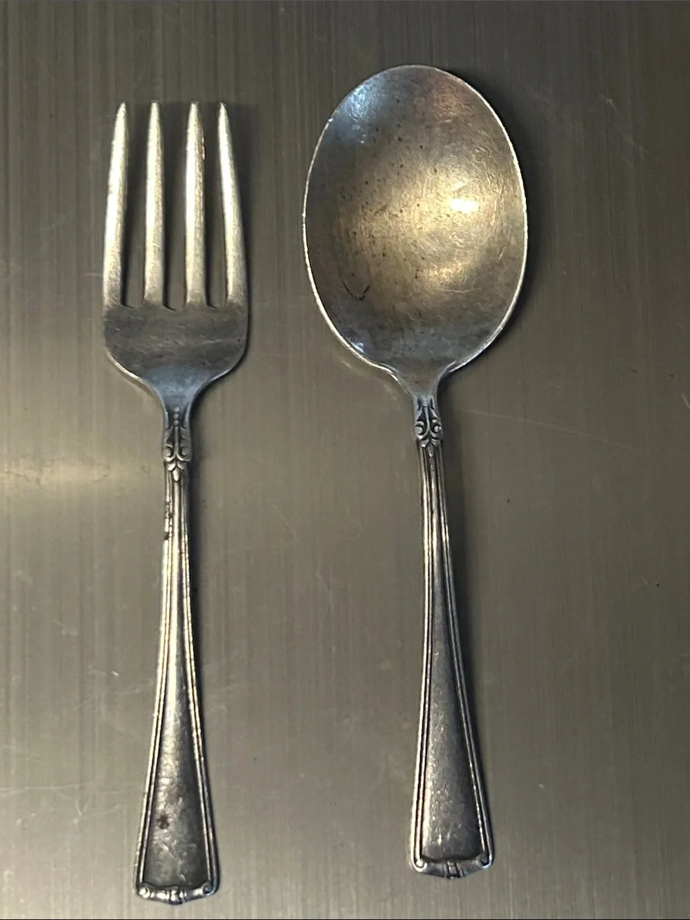 25 grams of Vintage Sterling Silver Baby Fork and Spoon Set - Silver